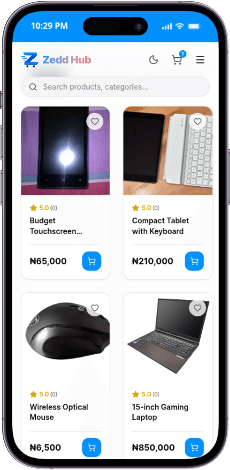 Phones & Computers products on a Zeddhub store